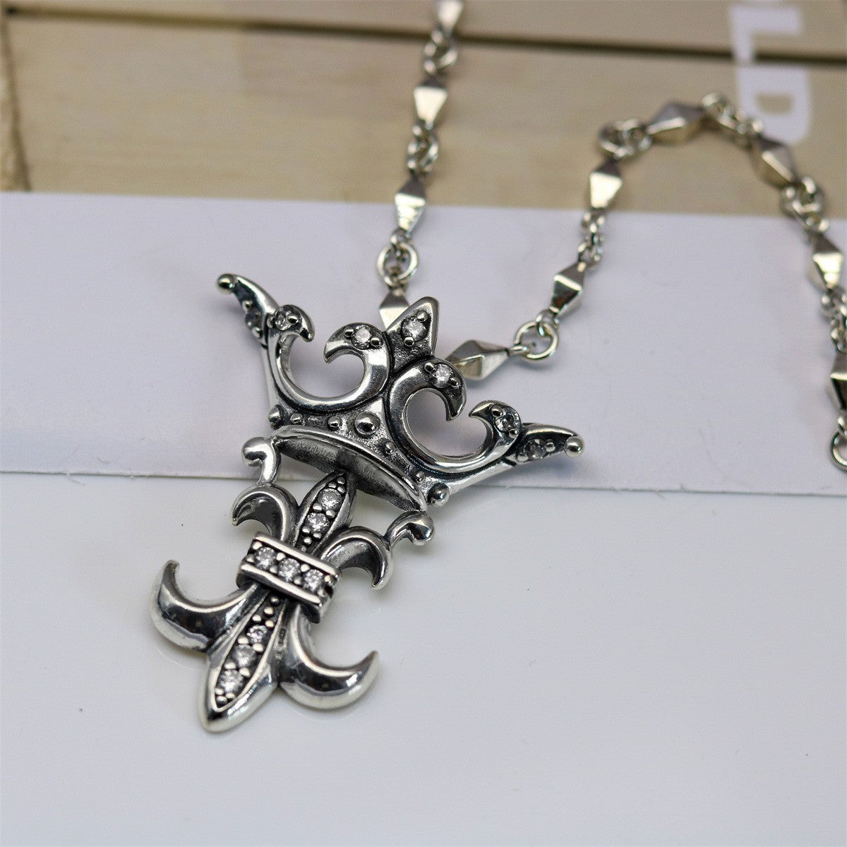 Chrome Hearts old crown anchor diamond pendant