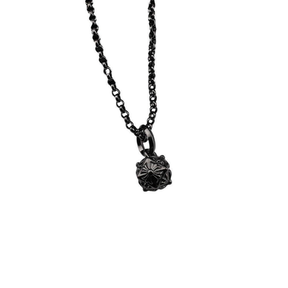 Chrome Hearts retro black cross flower meteor hammer pendant