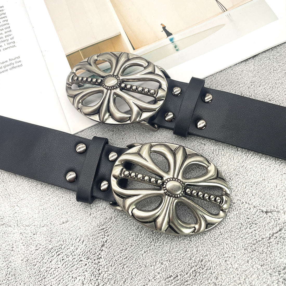 Chh Chrome Heart Belt Vintage Cowboy Punk Skull