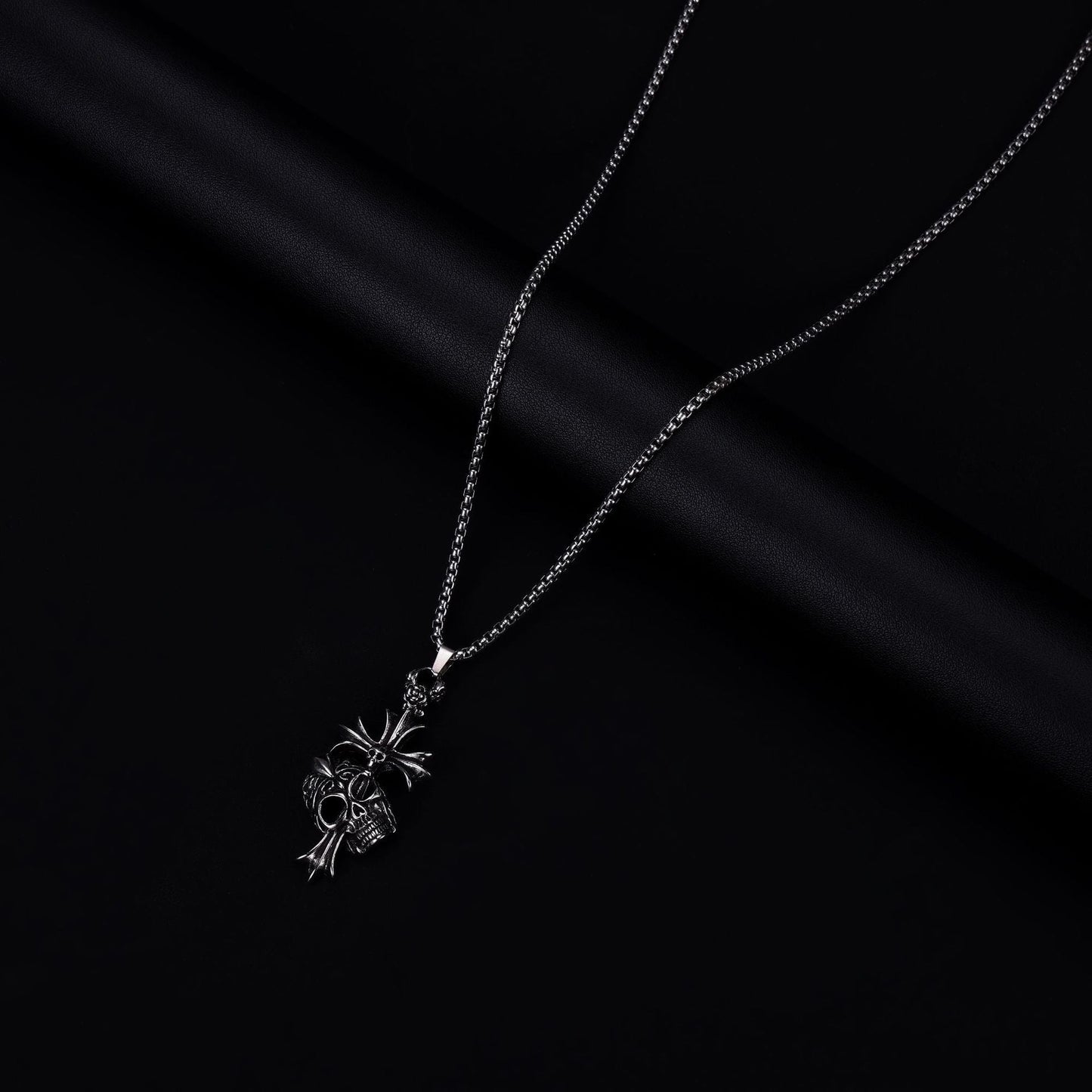 Chrome Hearts skull cross dark style stainless steel pendant