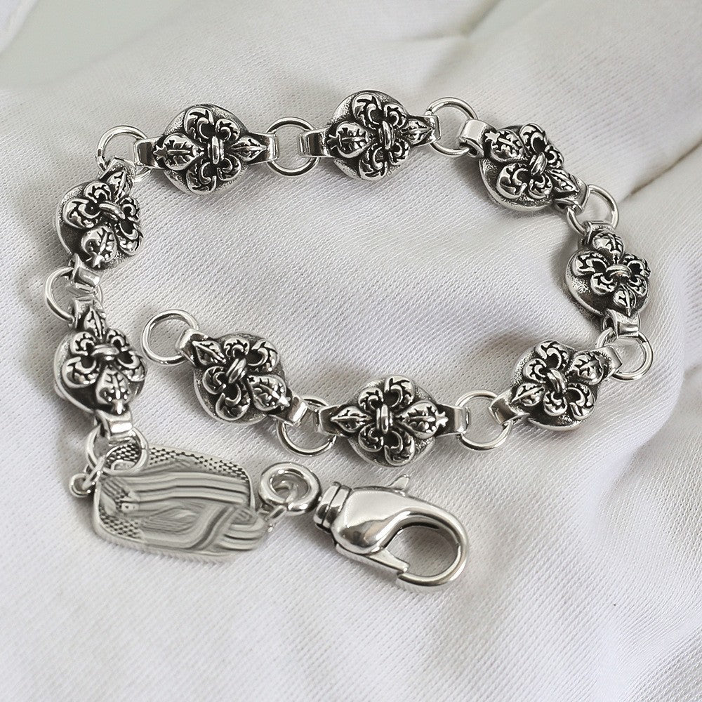 Chrome Hearts distressed spherical anchor patchwork bracelet