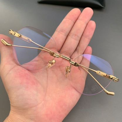 CHH Chrome Hearts Glasses Frameless Perforated Round Vintage Myopia Glasses Frame