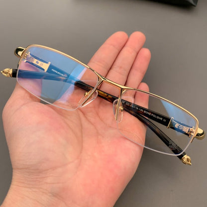 CHH Chrome Hearts Glasses Half Frame Square Glasses Frame Literary Retro Business