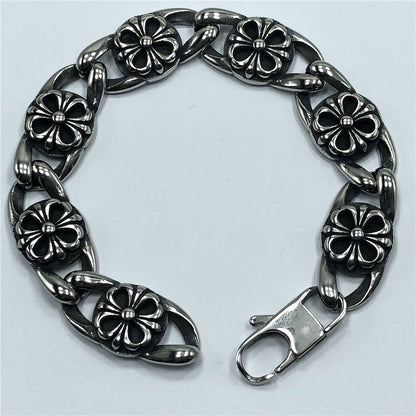 Chrome Hearts cross flower Multi-Link Sterling Silver bracelet
