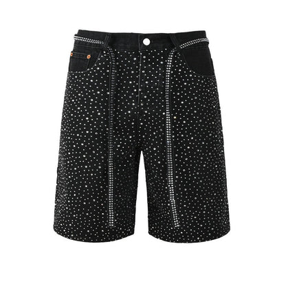 Purple Brand Crystal Diamond Denim Shorts #5095