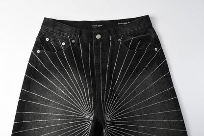 Purple Brand Crystal Diamond Denim Shorts #5104