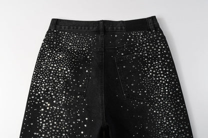Purple Brand Crystal Diamond Denim Shorts #5103