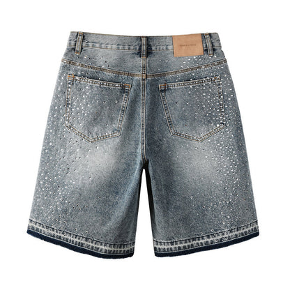 Purple Brand Crystal Diamond Denim Shorts #5102