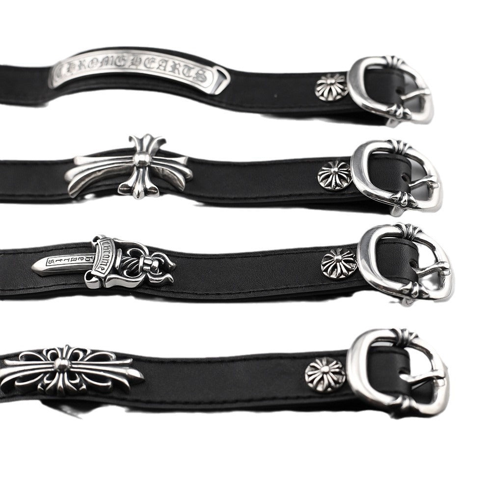 Chrome Hearts Cuff Plate Gunslinger  Leather Bracelet For Men