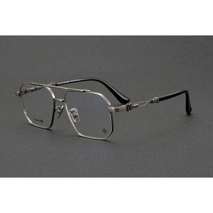 CHH Chrome Hearts Glasses Pure Titanium Double Beam Polygonal Myopia Glasses Frame & Sunglasses