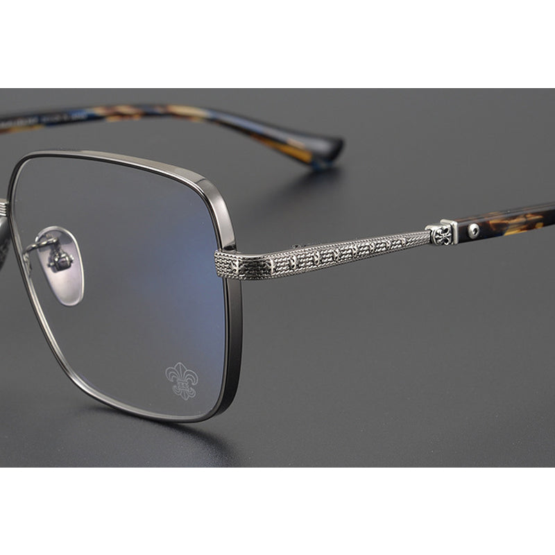 CHH Chrome Hearts Glasses Vintage Versatile Engraved Pure Titanium Square Glasses Frame