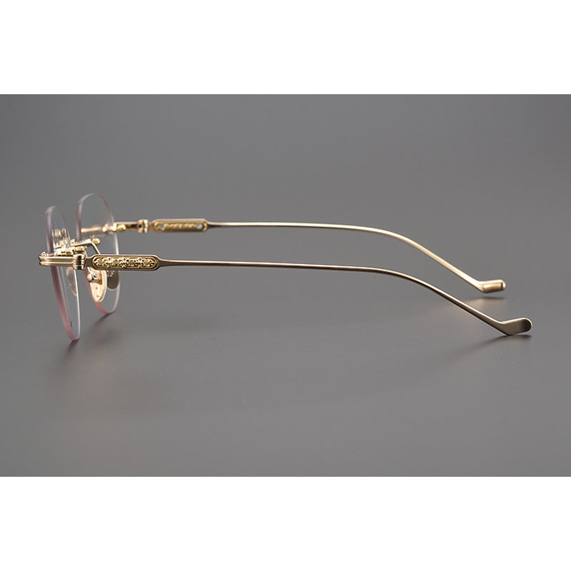 CHH Chrome Hearts Glasses Frameless Pure Titanium Glasses Frame Personalized Business