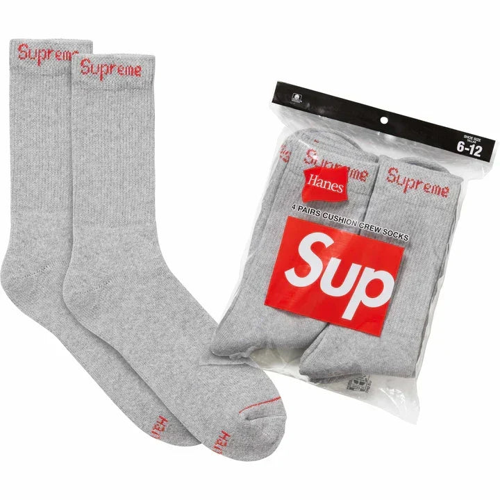 supreme crew socks grey 1 pair