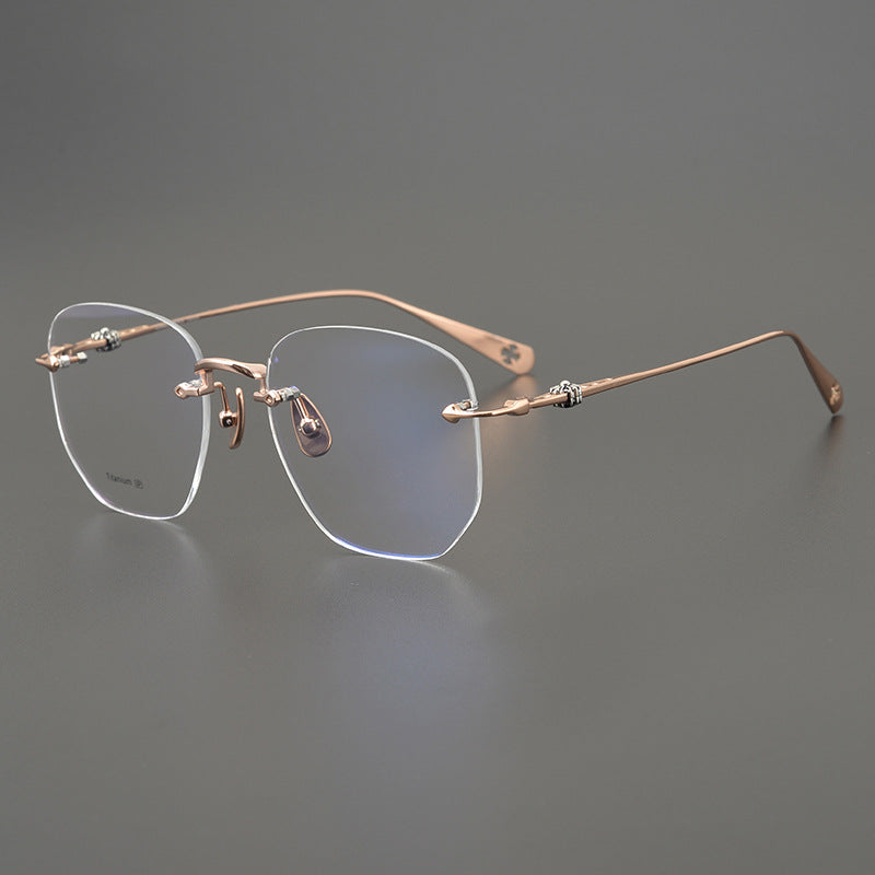 CHH Chrome Hearts Glasses Ultra Light Titanium Frameless Wide Myopia Glasses Frame
