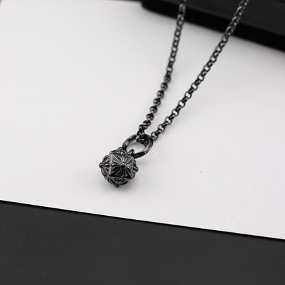 Chrome Hearts retro black cross flower meteor hammer pendant