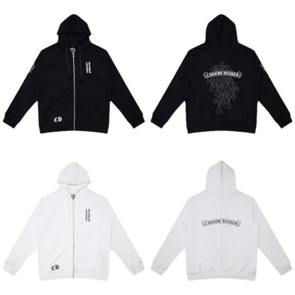 CHH Chrome Heart Hoodie Chrome Heart Sanskrit embroidered hooded zip-up sweater