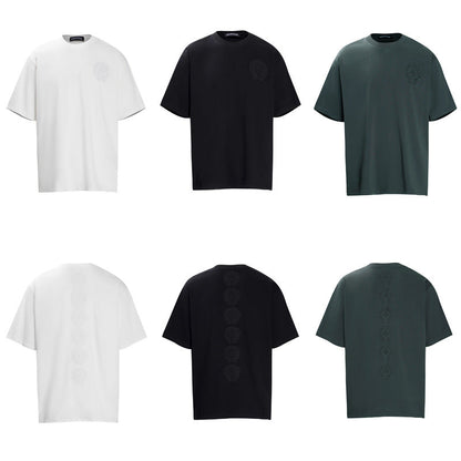 CHH Chrome Heart T Shirts Crowe Cross Print Short Sleeve T-Shirt Loose