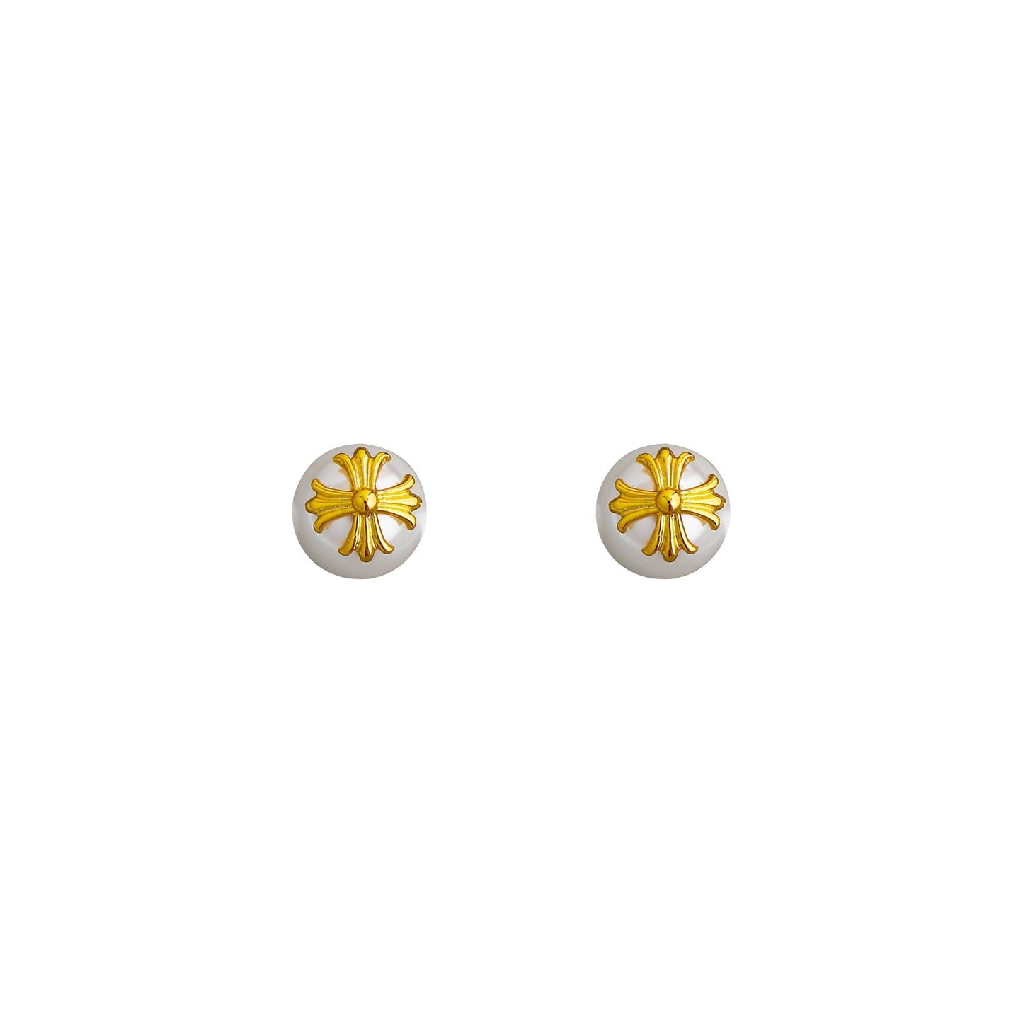 Chrome Hearts cross pearl earrings