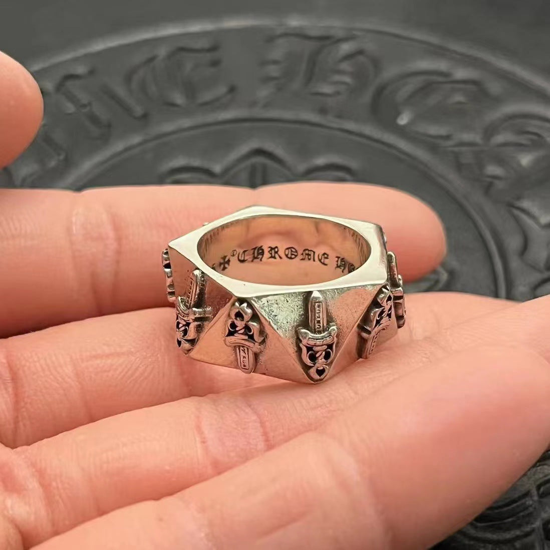 Chrome Hearts cut-angle sword ring