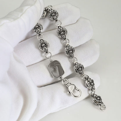 Chrome Hearts distressed spherical anchor patchwork bracelet