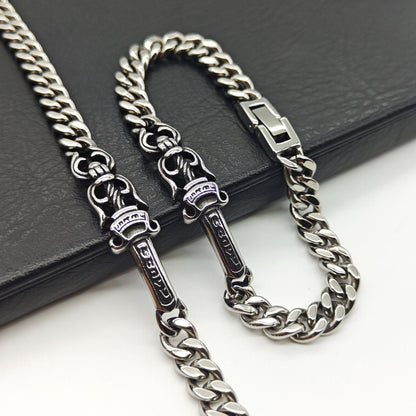 Chrome Hearts dagger ID Cuban link bracelet