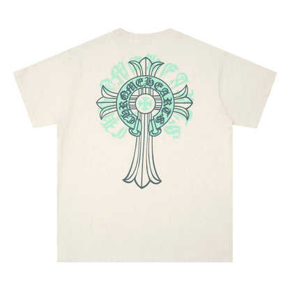 CHH Chrome Heart T Shirts Cross Print Short Sleeve T-Shirt Loose