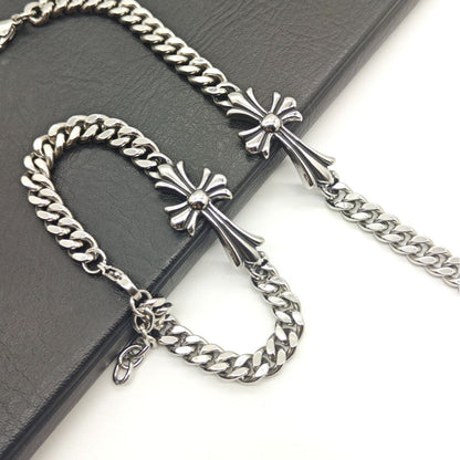 Chrome Hearts curved cross Cuban bracelet