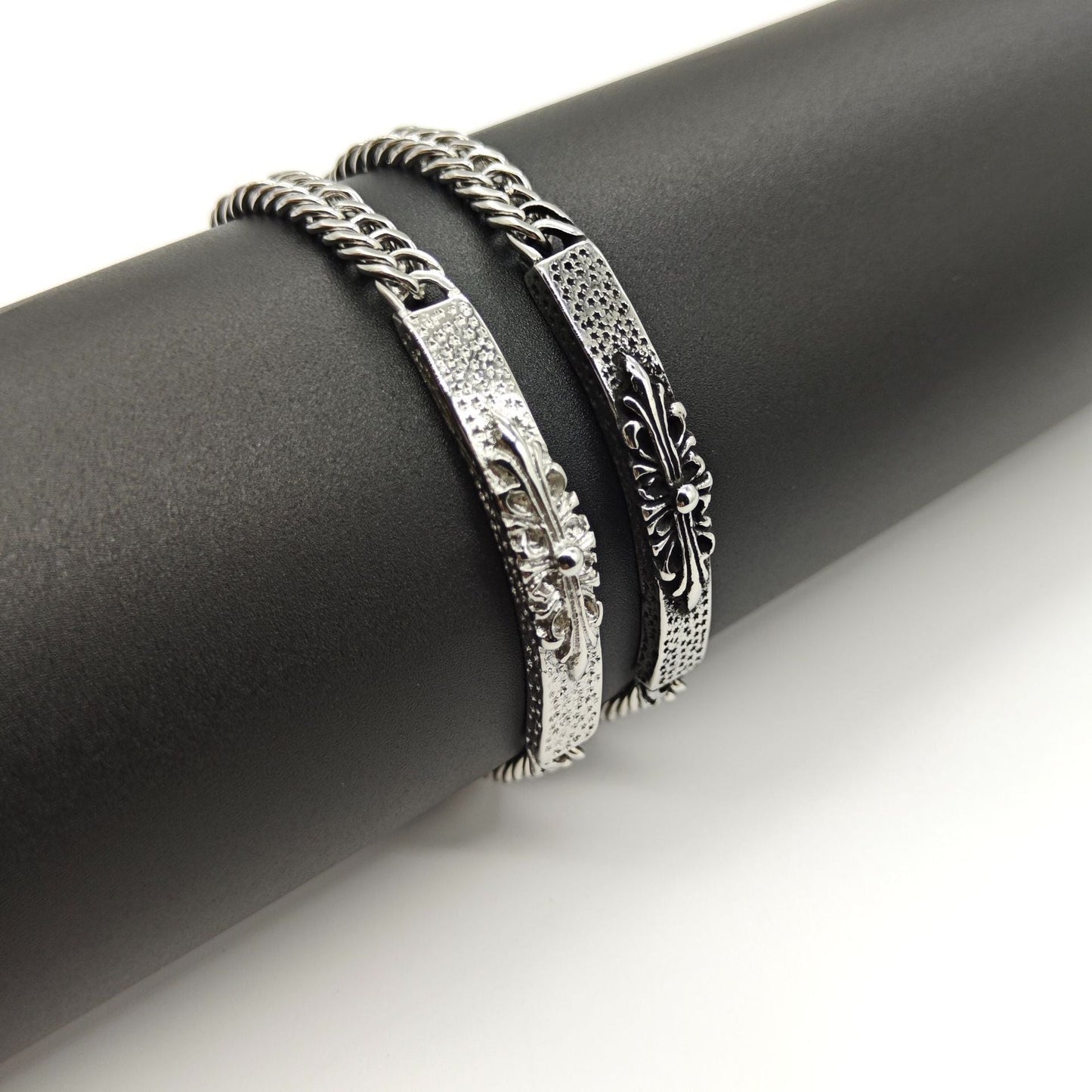 Chrome Hearts multi-layered retro cross flower curved bracelet