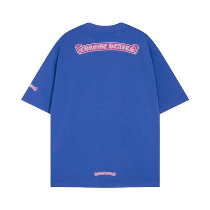 CHH Chrome Heart T Shirts Sanskrit cross print embroidery casual loose