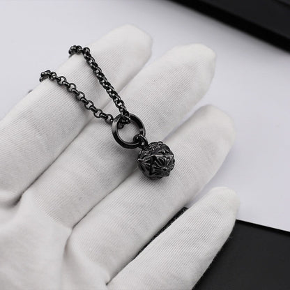 Chrome Hearts retro black cross flower meteor hammer pendant