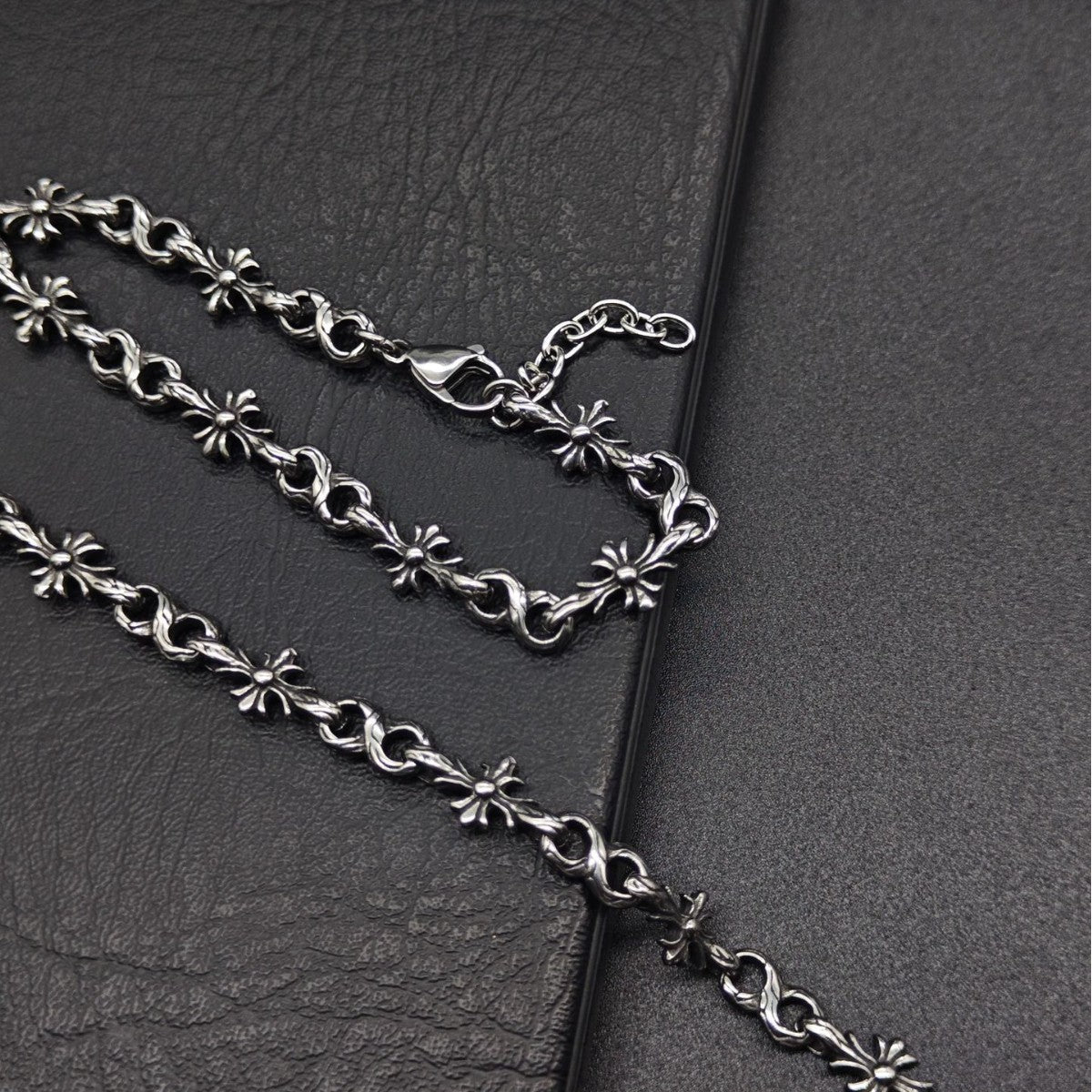 Chrome Hearts 925 Silver Tiny E CH Cross Bracelet