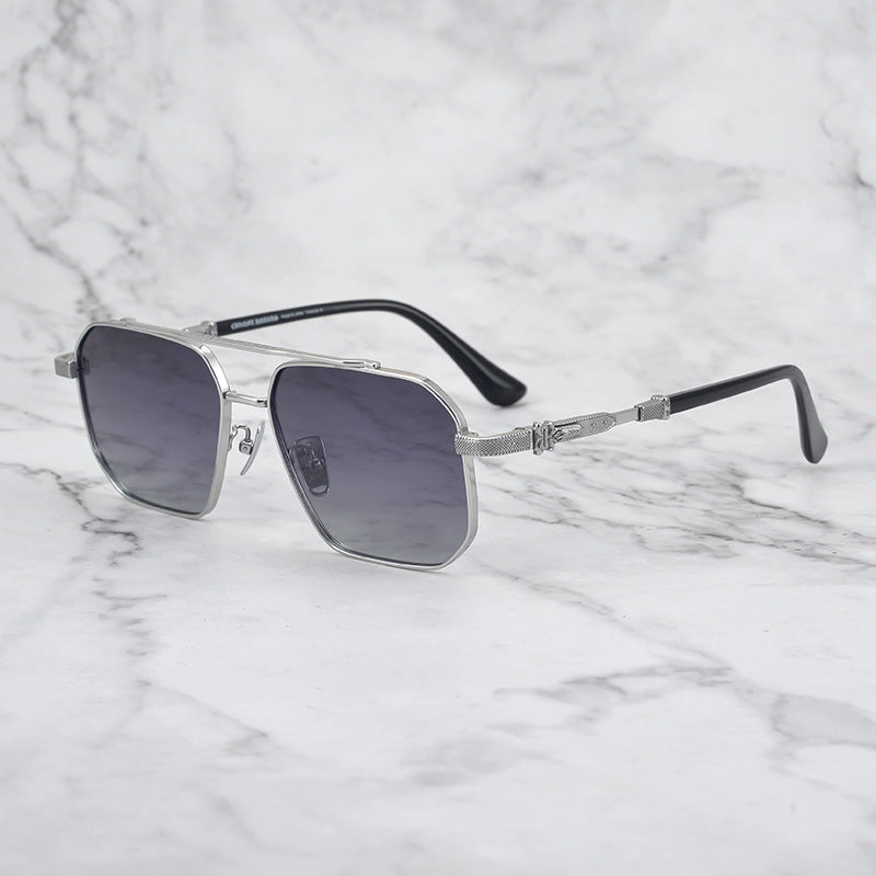 CHH Chrome Hearts Glasses Pure Titanium Double Beam Polygonal Myopia Glasses Frame & Sunglasses