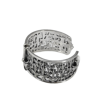 Chrome Hearts Silver Cemetery cross open bracelet