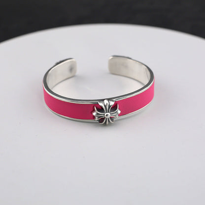 Chrome Hearts Cross Flower Stingray Crest Open Bracelet