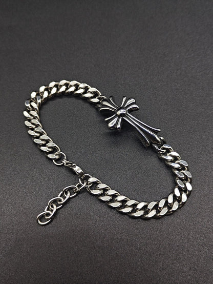 Chrome Hearts curved cross Cuban bracelet