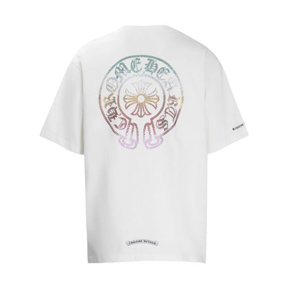 CHH Chrome Heart T Shirts Horseshoe Sanskrit Cross Color Hot Diamond Short Sleeve T-Shirt