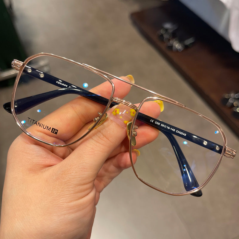 CHH Chrome Hearts Glasses Pure Titanium Ultra Light Polygonal Myopia Glasses Frame