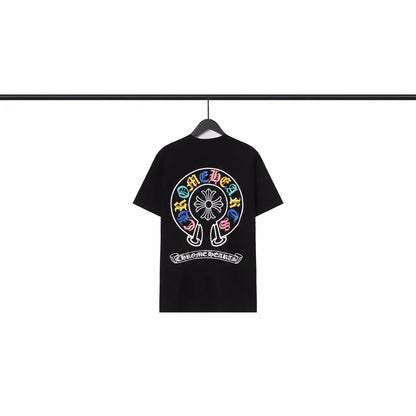 CHH Chrome Heart T Shirts Croix Cross Color Leather Printed Short Sleeve T-Shirt