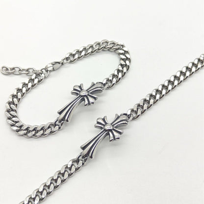 Chrome Hearts curved cross Cuban bracelet