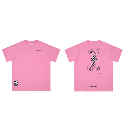 CHH Chrome Heart T Shirts Graffiti Cross Sanskrit Short Sleeve T-Shirt