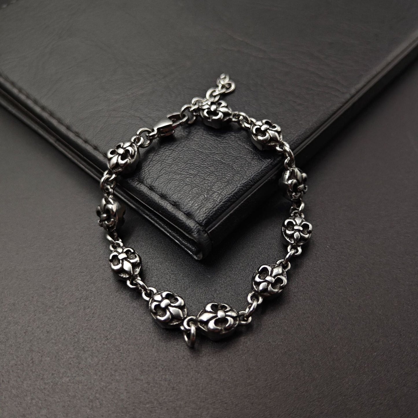 Chrome Hearts anchor flower ball Silver Sterling 925 bracelet