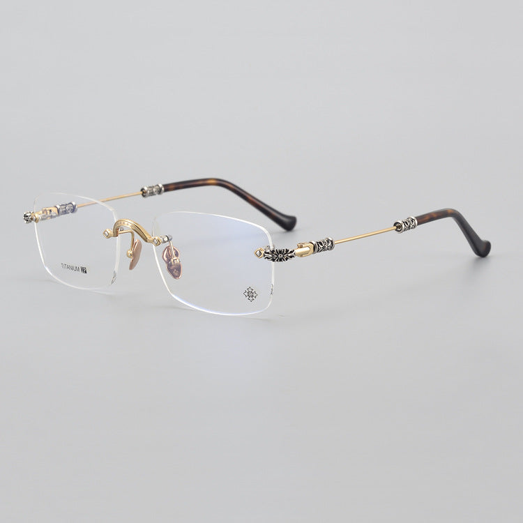 CHH Chrome Hearts Glasses Frameless Pure Titanium Glasses Frame Personalized Business