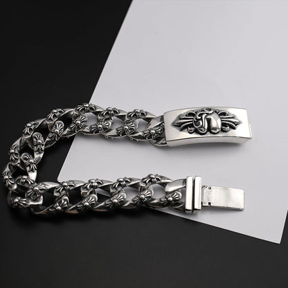 Chrome Hearts Floral cross heart ID bracelet