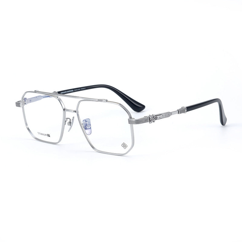 CHH Chrome Hearts Glasses Pure Titanium Double Beam Polygonal Myopia Glasses Frame & Sunglasses
