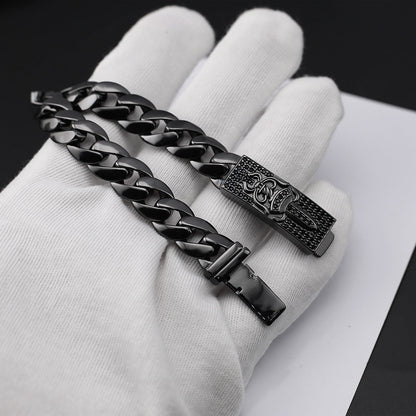 Chrome Hearts black full diamond holy Dagger ID Bracelet