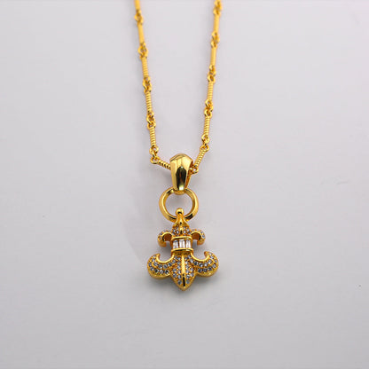 Chrome Hearts diamond anchor 24k gold plated pendant necklace