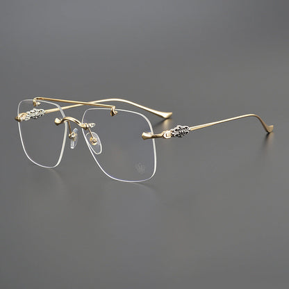 CHH Chrome Hearts Glasses Fashion Double Beam Frameless Myopia Glasses Frame