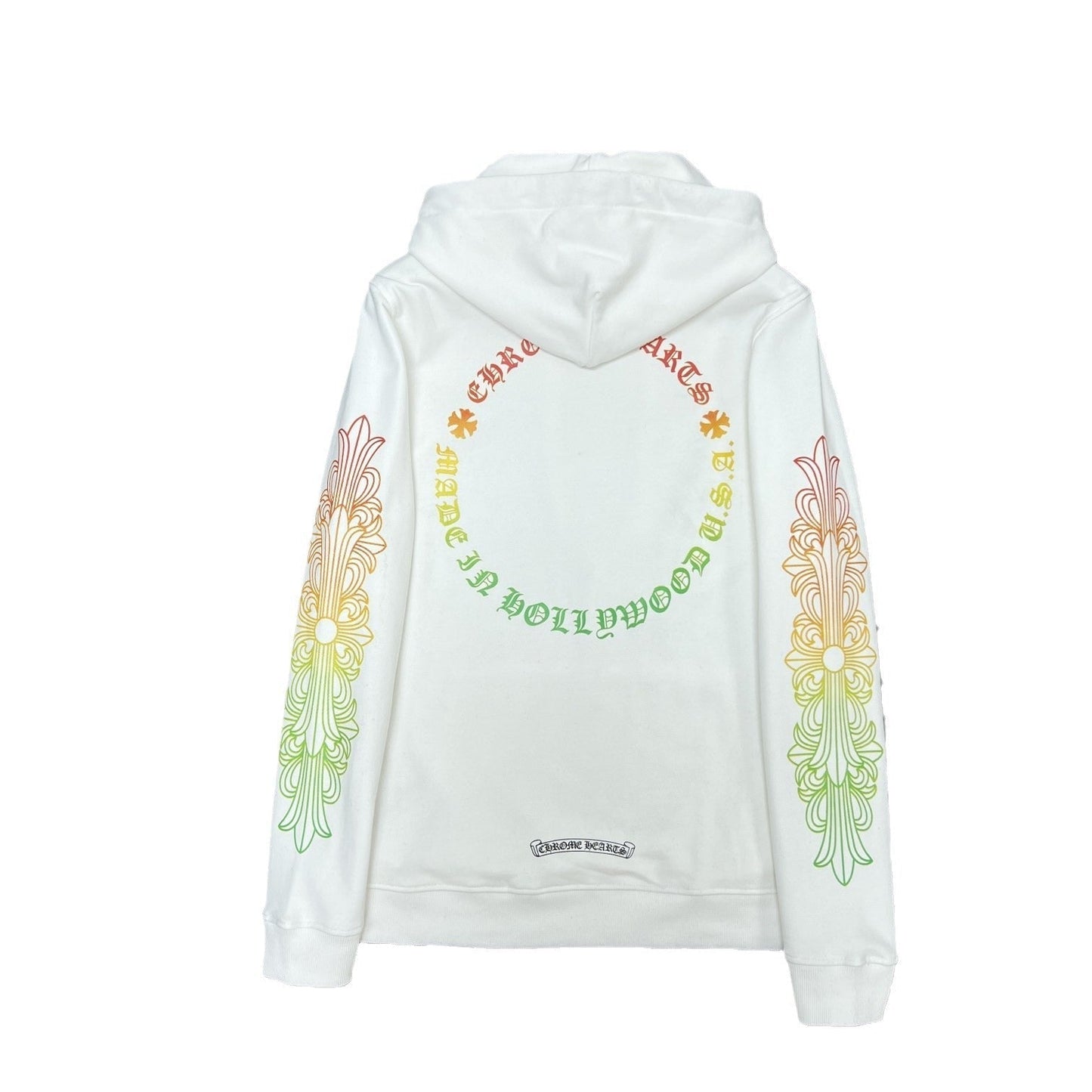 CHH Chrome Heart Hoodie Yellow green gradual change letter horseshoe flower arm cross hooded sweater
