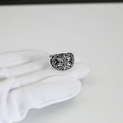 Chrome Hearts retro dark style six-pointed star closed ring