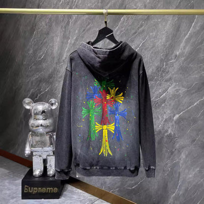 CHH Chrome Heart Hoodie Autumn/Winter Colored Cross Hooded Pullover Sweater